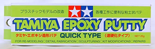 Tamiya 87051 Epoxy Spachtelmasse Quick Type 25g 2K - Modellbau-Zubehör, Bastelwerkzeuge, hochwertiges Modellbauzubehör, Plastikmodellbau