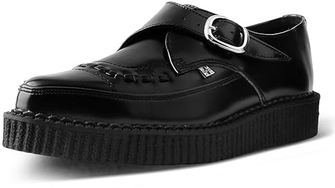 T.U.K. Pointed Creeper Monk Buckle - Scarpe da Uomo e Donna - Colore Pelle Nero - Taglia EU36