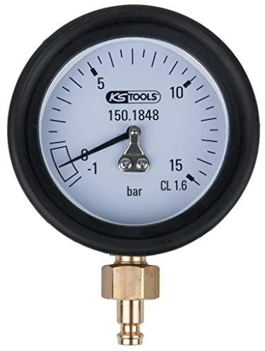 KS Tools 150.1848 Manometer 1,0 - 15,0 bar inkl. Anschlussnippel und Schutzkappe