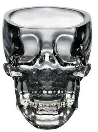 Vaso de chupito con forma de calavera y cabeza de cristal