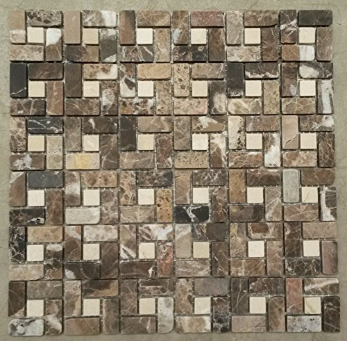 Carrelage en pierre naturelle mat 30 x 30 cm 8 mm Crème Mosaïque marron/beige Mélange marbre M518