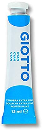 Giotto Fine Poster Paint Ready to Paint Tempera Paints in Tube of 12 ml - Cyan
