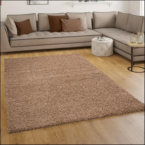 Paco Home Shaggy Hochflor Langflor Teppich Sky Einfarbig in Beige, Grösse:140x200 cm