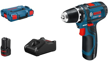 Bosch Professional 12V System atornillador a batería GSR 12V-15 (incl. cargador rápido GAL 12V-40, 2 bandejas para L-BOXX, 2 baterías GBA 12V 2.0Ah, L-BOXX)