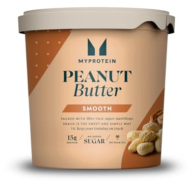 Myprotein All-Natural Peanut Butter Smooth | High Protein Nut Spread | Source of Fibre, Vitamin E & Magnesium | No Added Salt, Sugar or Palm Oil | 1kg Tub | Vegetarian & Vegan Friendly