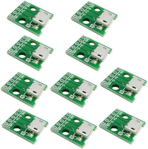Aihasd 10PCS Micro USB to DIP Adapter 5 pin Female Connector B Type PCB Converter