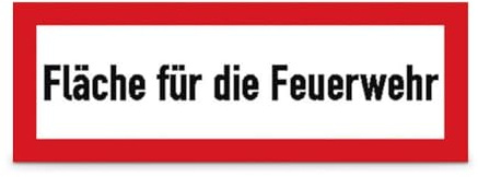 Betriebsausstattung24 Hinweisschild Fläche für die Feuerwehr - BxL: 59,4 x 21,0 cm - Aluminium - DIN 4066-D1 - Brandschutz Schild