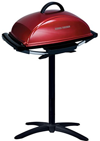 George Foreman Indoor Outdoor Electric Grill, Non-Stick Grill Griddle Plate, Healthy Grilling Drip Tray Reduces Fat, Portable Barbeque