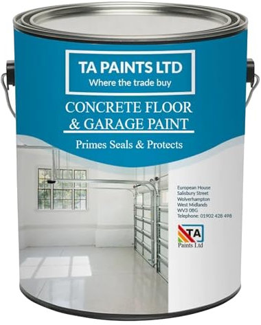 T A Paints Ltd Floor & Garage Paint 3 in 1 Prime Seal Protect Hard Wearing Industrial Factory Floors Multi Purposer Metal Wood Concrete & Brick (5 L Yellow BS 08 E 51)