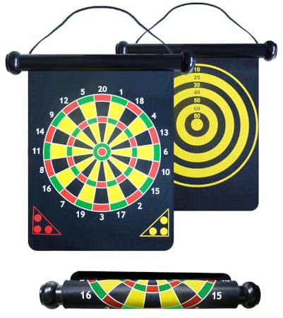 Sport1 Bersaglio arrotolabile e magnetico. Bersaglio freccette 24cm, freccette bersaglio con punta magnetica. Tiro al bersaglio salvaspazio 31x32cm. Dart game: bull's eye e targets.