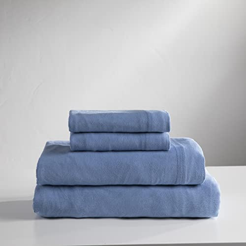 Baltic Linen Jersey Cotton Sheet Set Queen Blue 4-Piece Set