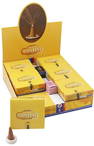 Satya Nag Champa - Incenso in coni, aroma al sandalo, 12 pezzi