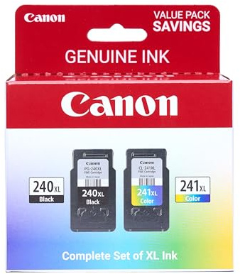 Canon Genuine Ink PG-240 XL / CL-241 XL Value Pack (2 Cartridges), Compatible with MG2120/3120/4120/2220/3220/4220/3520/3620, MX372/392/432/452/472/512/522/532, TS5120