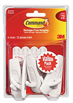 Command Strips 17001-VP-6PK Medium Command Hooks Value Pack 6 Count