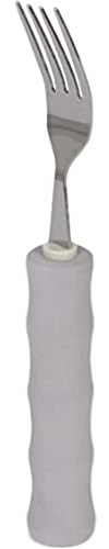 Homecraft lätt skum hanterat bestick, gaffel (berättigad för momslättnad i Storbritannien) för äldre, funktionshindrade, artrit & svagt grepp, anpassningsbart matredskap, stort handtag silver med bra grepp