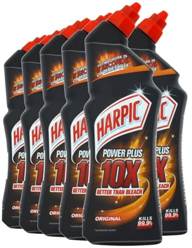 Harpic Powerplus Toilet Cleaning Gel, Original Scent, Pack 6 x 750 ml, Removes Limescale, Kills 99.9% of Bacteria, Powerful Deep Clean Toilet Cleaner, toilet freshener
