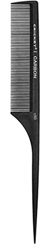 Cricket C50 Professional Hair Stylist Carbon Fine Tooth Rattail Comb - Heat-Resistant Styling Comb, Anti-Static, Seamless Teeth for Teasing, Sectioning, Coloring, and Styling All Hair Types