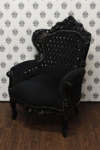 Casa Padrino barockstol kung svart/svart bling bling – antika möbler