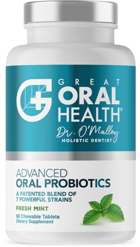 Oral Probiotics for Mouth Bad Breath Treatment for Adults; Dentist Formulated Dental Probiotics for Teeth and Gums Health & Chronic Halitosis with BLIS K12 M18, 60 Chewable Oral Health Tablets Mint