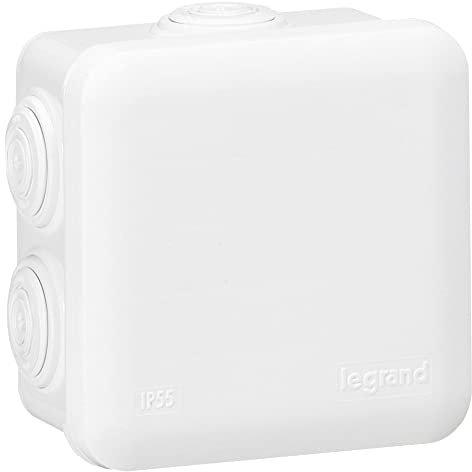 LEGRAND | Boîte De Dérivation 80x80 Blanche Plexo, Fermeture Par Enclipsage, Étanchéité IP55 Avec Bouchons De Protection, 7 Entrées Pour Câbles Et Tubes Ø4mm À Ø20mm