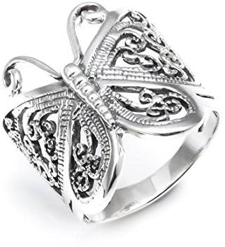 Silverly Anillo Ancho Plata de Ley Mariposa Filigrana | Anillos Plata 925 Pulgar Mujer | Joyas Dama Honor Estilo Vintage | Anillos Ornamentados Inspirados Naturaleza Ella | Regalo Hija