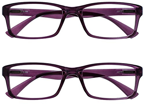 OPULIZE La Compañía Gafas De Lectura Púrpura Lectores Valor Pack 2 Hombres Mujeres UVR2092P +2,00