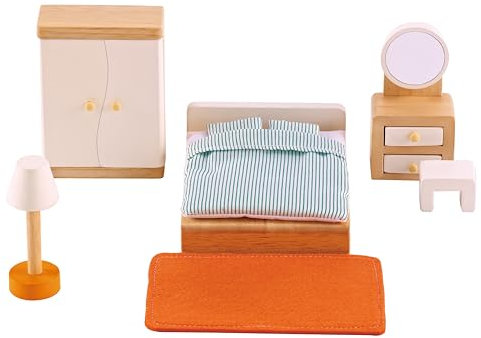 Hape Puppenhaus- Schlafzimmer, geeignet für alle vergleichbaren Puppenhäuser, geeignet ab 3 Jahren