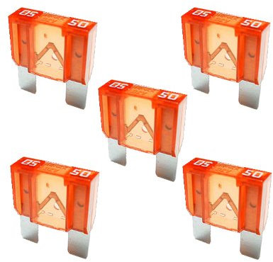 5 x Flachstecksicherung Maxi - Sicherung 50A / 32V / rot
