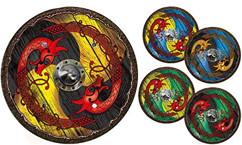 Holzspielerei Wikingerschild Drache blau-schwarz