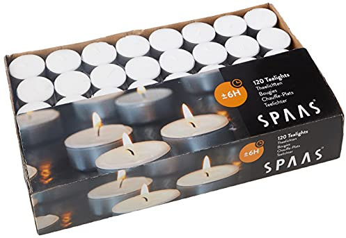 SPAAS Teelichter 120er-Pack, ± 6 Stunden - weiß