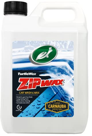 Turtle Wax Zip Wax Car Shampoo 2.5L - Dissolves Tough Stains & Soils with Streak Free Rinsing - Dual Action Concentrated Car Wash & Carnauba Car Wax - Easy to Use, Wash, Rinse & Dry for a Showroom Shine
