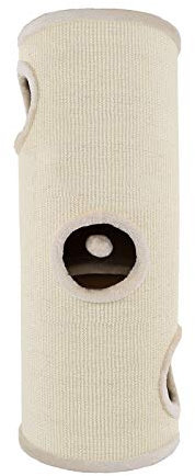 lionto Kratztonne aus Sisal mit Spielball & Plüschrand, Höhe 100 cm, Stabiler Kratzbaum für kleine & große Katzen, perfekte Krallenpflege & Beschäftigung, viele Versteckmöglichkeiten, Ø 36 cm, beige