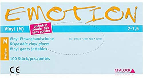 Efalock Professional Emotion Vinyl-Handschuhe Größe M puderfrei, 1er Pack, (1x 100 Stück)