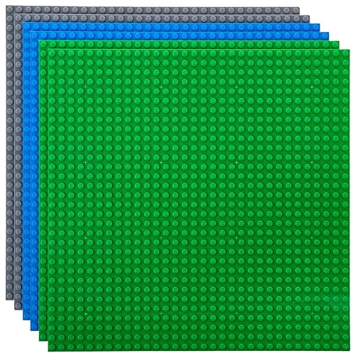 Strictly Briks Set da 6 basi per costruzioni impilabili - compatibile con tutte le principali marche - 25,4 x 25,4 cm - verde, blu e grigio