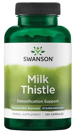 Swanson Milk Thistle (Standardized) - Herbal Liver Support Supplement w/ 80% Silymarin - Natural Formula Helping to Maintain Overall Health & Wellbeing - (120 Capsules)