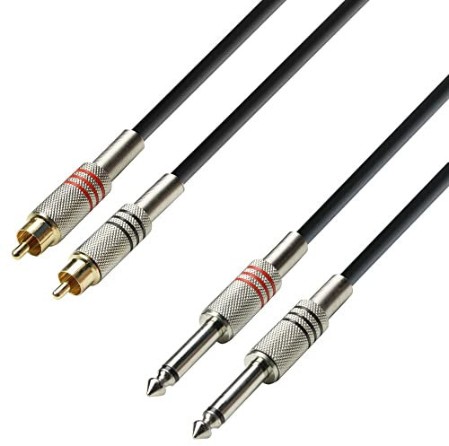Adam Hall 3 Star Series 6m 2x RCA Male to 2x 6.3mm Jack Mono Audio Cable