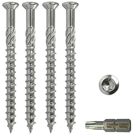 Vis du professionnel pour terrasses, embout pour tournevis Bit 5x70 mm inclus - 400 pièces, en acier inoxydable C1 pour lames en bois