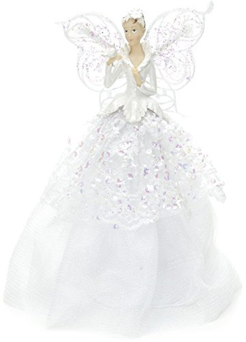 Festive Productions Christbaumspitze im Engel-Design, aus Stoff, 23 c weiß