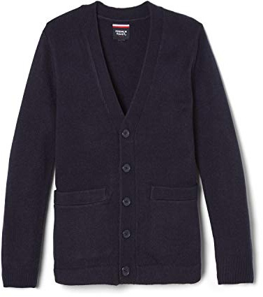 French Toast Boys' Anti-Pill V-Neck Cardigan Sweater, Navy, XXL (18/20)