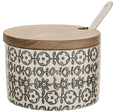 Bloomingville Contenitore per sale con coperchio e cucchiaio Bloomingville Karine grigio Karine