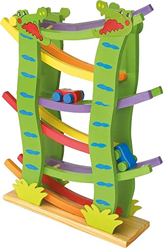 small foot Rennbahn Krokodil aus Holz, Kugelbahn mit Autos, die sich beim Fahren überschlagen, 1793