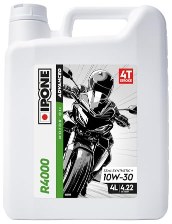 IPONE - 4-Takt-Motorradöl 10W30 R4000 RS - 4 Liter - halbsynthetisch mit Estern - Außergewöhnliche Verschleißfestigkeit
