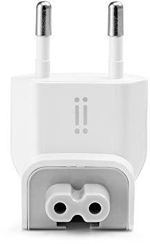 aiino Spinotto per Caricabatterie Apple - Adattatore Presa compatibile con Caricatore Macbook, iPhone, iPad - Adattatore a Due Poli con Presa Italiana per Mac - Plastica Ignifuga, Bianco