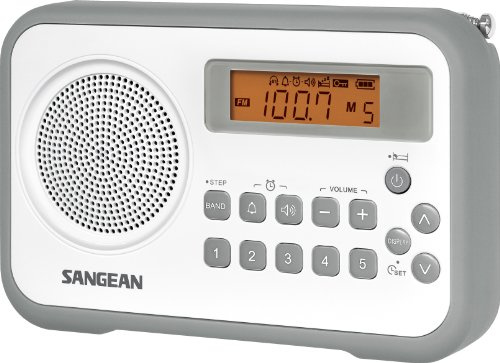 SANGEAN PR-D18 AM/FM/Portable Digital Radio with Protective Bumper (White/Gray)