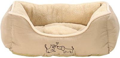 Dehner Lieblinge Hundebett und Katzenbett Sammy, ca. 47 x 37 x 17 cm, Polyester, beige