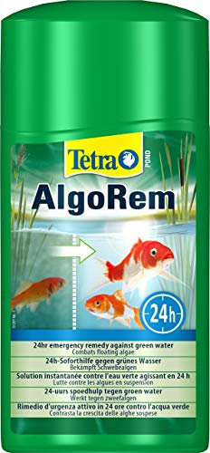 Tetra Pond AlgoRem - 24-Stunden-Soforthilfe gegen grünes Wasser im Gartenteich, bekämpft Schwebealgen, 1 L