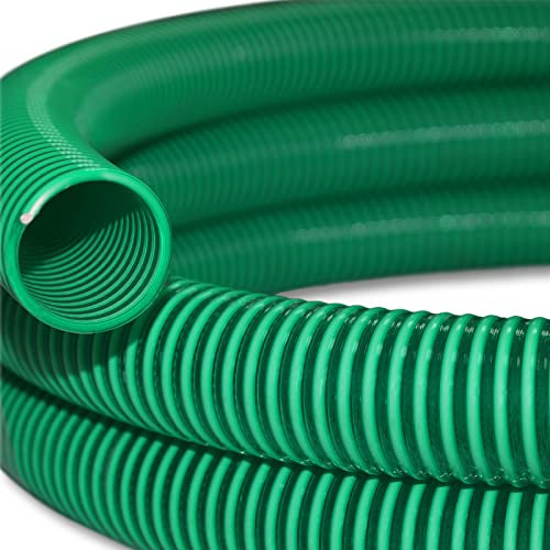 Wiltec Tuyau spiralé de refoulement - 5 m - Vert Flexible - Ø 38 mm (1 1/2) - avec Spirale de renforcement - évcuation, écoulement, drainage, arrosage sans pression