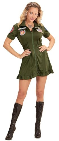 W WIDMANN MILANO Party Fashion - Kostüm Kampfjetpilotin, Kleid, Uniform, Fighter Jet Pilotin, Fliegerin, Karneval