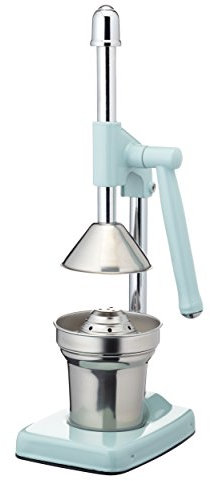 KitchenCraft Living Nostalgia - Manuelle Zitruspresse mit Hebel aus Aluminium und Edelstahl - Vintage Blue