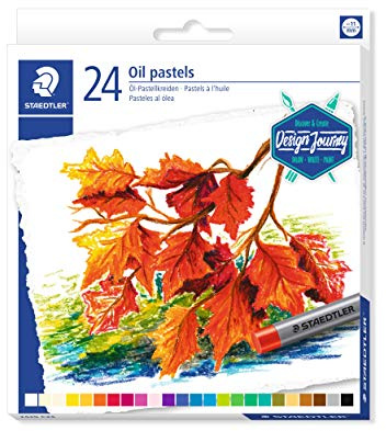 STAEDTLER 2420 C24 Ölpastellkreiden, wasserfest, haftet auf nahezu allen glatten Flächen, Kreidendurchmesser ca. 11 mm, Kartonetui mit 24 brillanten Farben- Mehrfarbig, 24 Stück (1er Pack)